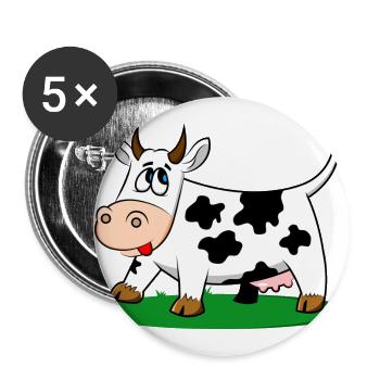 Kuh Tier Lustig Geschenk Geschenkidee - Buttons groß 56 mm (5er Pack) - Weiß - Vorne