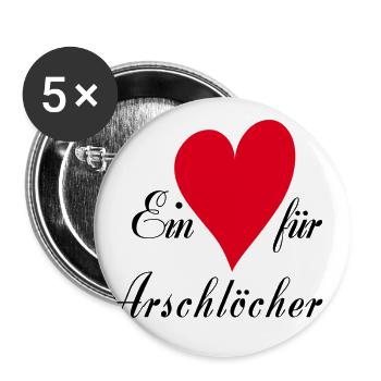 Ein Herz für Arschlöcher - Buttons groß 56 mm (5er Pack) - Weiß - Vorne