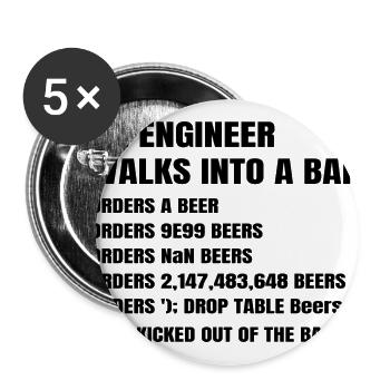 QA Engineer entre dans une barre de débogage logiciel - Lot de 5 grands badges (56 mm) - blanc - Devant