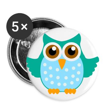 Eule - Buttons groß 56 mm (5er Pack) - Weiß - Vorne
