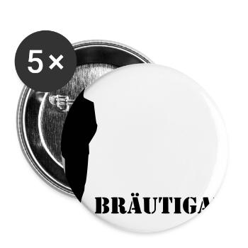 Junggesellenabschied Polterabend Bräutigam - Buttons groß 56 mm (5er Pack) - Weiß - Vorne