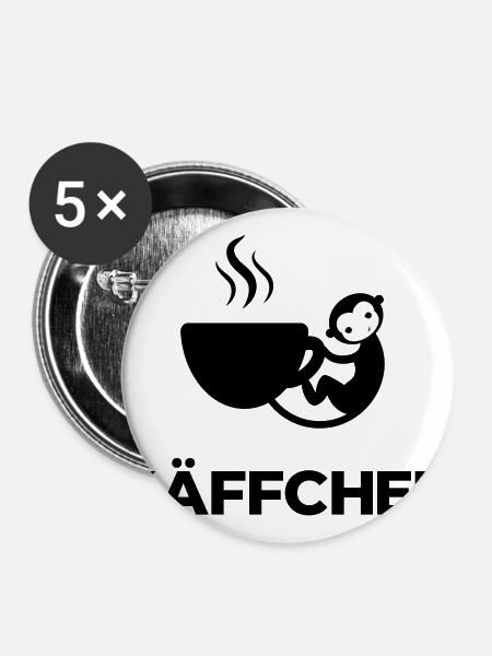 Käffchen - Buttons groß 56 mm (5er Pack) - Weiß
