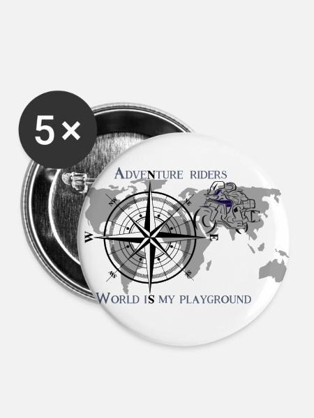 Abenteuerreisen AT - Buttons groß 56 mm (5er Pack) - Weiß