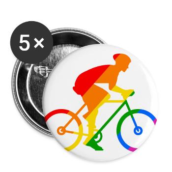 Rainbow bike sport - Lot de 5 grands badges (56 mm) - blanc - Devant