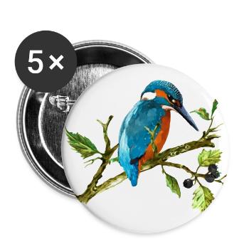 Kingfisher bird - Buttons large 2.2''/56 mm (5-pack) - white - Front