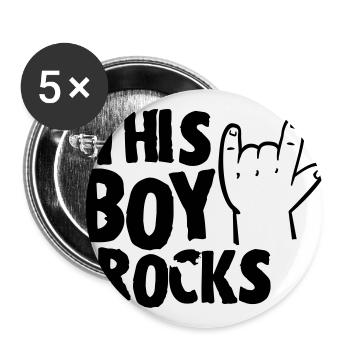 This Boy rocks - Buttons groß 56 mm (5er Pack) - Weiß - Vorne