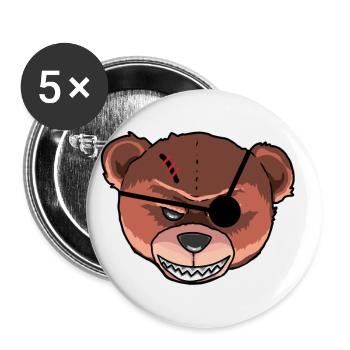 Horreur Teddy Monstre effrayant Zombie Ours Pirate - Lot de 5 grands badges (56 mm) - blanc - Devant