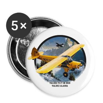 avion - Lot de 5 grands badges (56 mm) - blanc - Devant