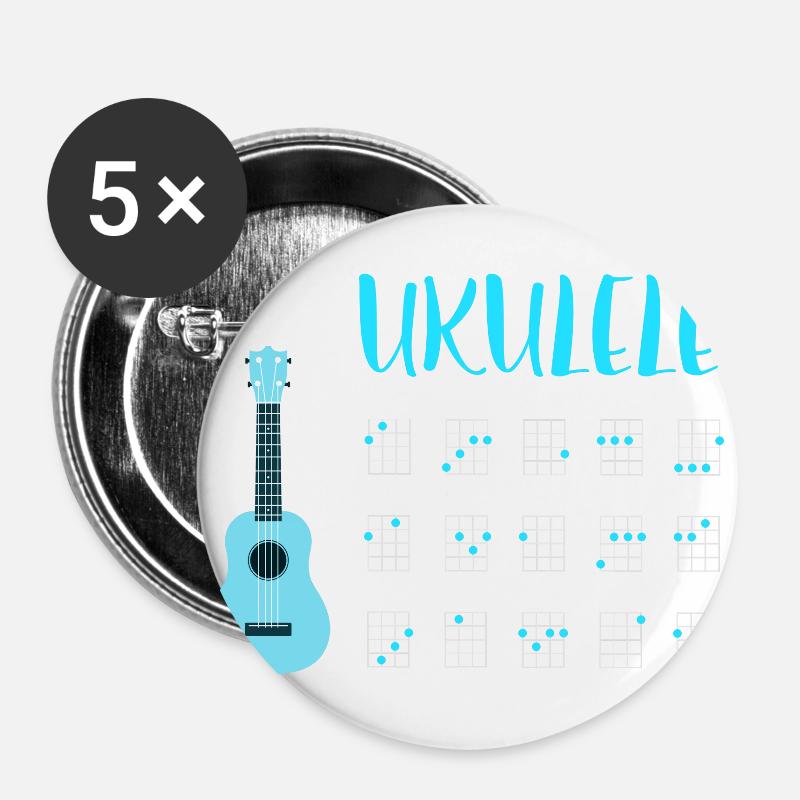 UKULELE CHORDS - Buttons groß 56 mm (5er Pack) - Weiß