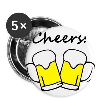 Beer, Cheers! - Buttons large 2.2''/56 mm (5-pack) - white - Front