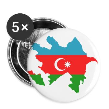 Aserbaidschan Landkarte Flagge - Buttons groß 56 mm (5er Pack) - Weiß - Vorne