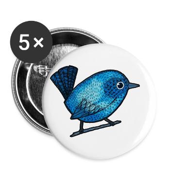 Pretty Little Blue Bird - Buttons large 2.2''/56 mm (5-pack) - white - Front