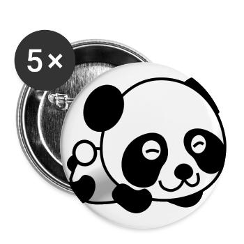Panda - Lot de 5 grands badges (56 mm) - blanc - Devant