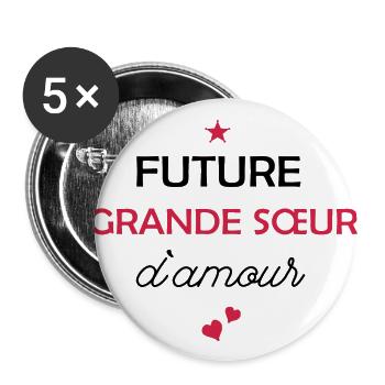 Future Grande Sœur d'Amour Humour - Lot de 5 grands badges (56 mm) - blanc - Devant