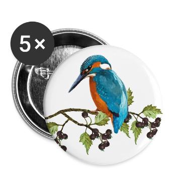 Oiseau Kingfisher - Lot de 5 grands badges (56 mm) - blanc - Devant