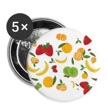 Fruits & Fruits - Strawberry and Banana - Buttons large 2.2''/56 mm (5-pack) - white - Front