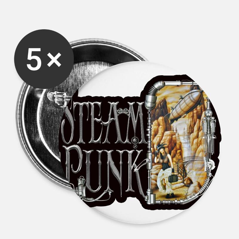 Steampunk - Buttons large 2.2''/56 mm (5-pack) - white