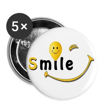 Lächeln - Buttons groß 56 mm (5er Pack) - Weiß - Vorne