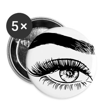 Auge links Geschenk Geschenkidee - Buttons groß 56 mm (5er Pack) - Weiß - Vorne