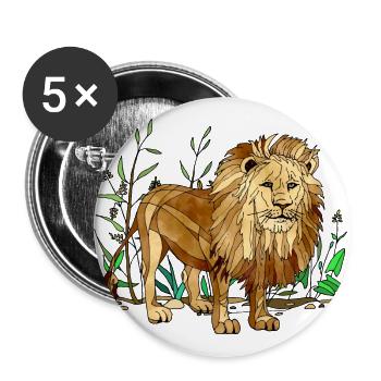 Lion - Buttons large 2.2''/56 mm (5-pack) - white - Front