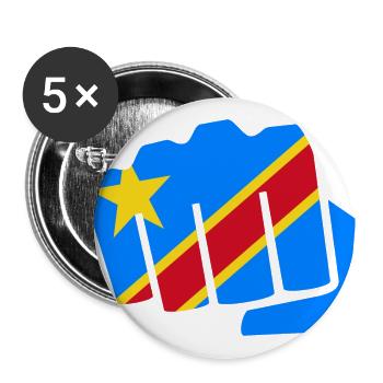 Kongo Zaire Kongu DR Congo Kongó Flagge Geschenk - Buttons groß 56 mm (5er Pack) - Weiß - Vorne