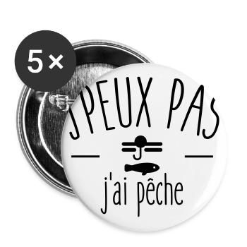 Je peux pas j ai pêche - Lot de 5 grands badges (56 mm) - blanc - Devant