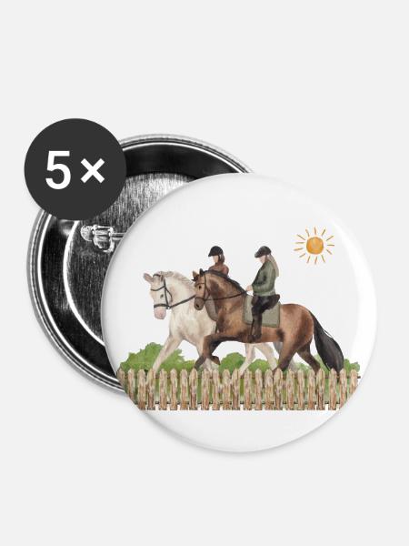 Horse riding with a friend. - Buttons large 2.2''/56 mm (5-pack) - white