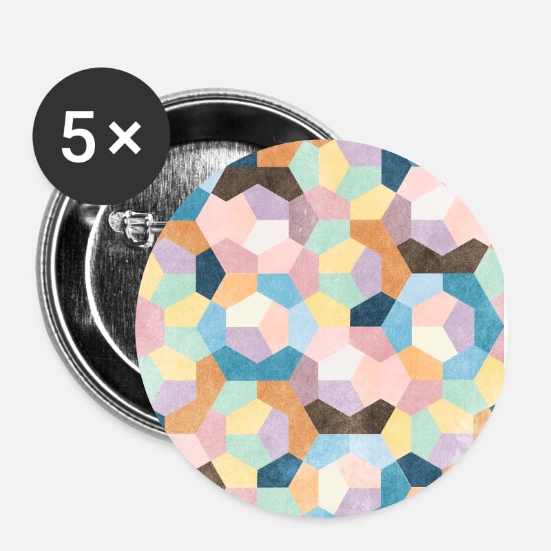 Honeycomb Pastels #001 - Buttons large 2.2''/56 mm (5-pack) - white