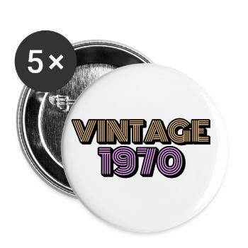 Vintage Geburtstag 1970 1970 Vintage Vintage - Buttons groß 56 mm (5er Pack) - Weiß - Vorne