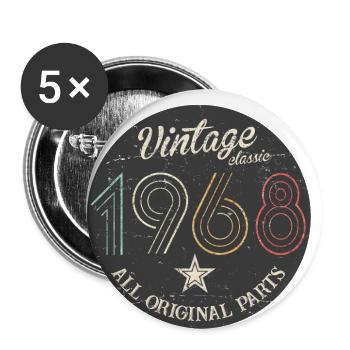 1968 vintage - Lot de 5 grands badges (56 mm) - blanc - Devant