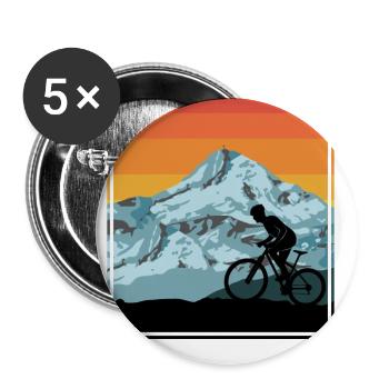 Mountain bike riding mountains mountains vintage - Buttons large 2.2''/56 mm (5-pack) - white - Front