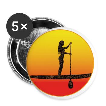 Stand Up Paddle Board Girl- SUP Water Sports Women - Buttons groß 56 mm (5er Pack) - Weiß - Vorne