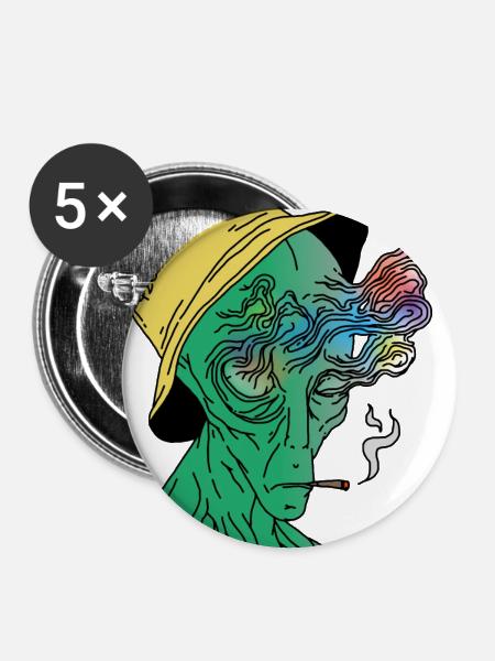 Alien 420 - Buttons groß 56 mm (5er Pack) - Weiß