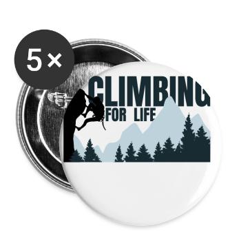 Climbing for life - Klettern Bergsteigen Berge - Buttons groß 56 mm (5er Pack) - Weiß - Vorne