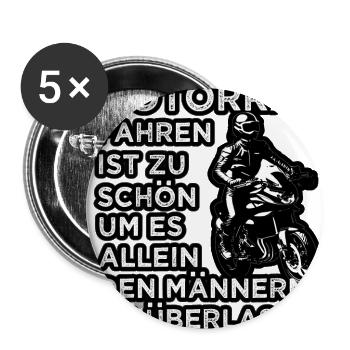 Motorrad Motorradfahrerin Bikerin Biker - Buttons groß 56 mm (5er Pack) - Weiß - Vorne