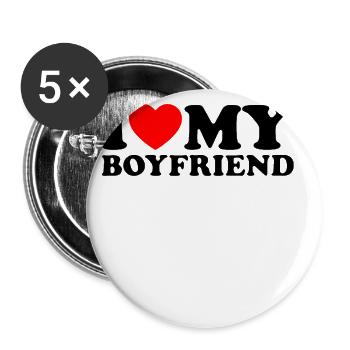 I Love My Boyfriend - Ich Liebe Meinen Freund - Buttons large 2.2''/56 mm (5-pack) - white - Front