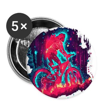 Neon Mystic Mountainbike Mädchen Waldfahrt - Buttons groß 56 mm (5er Pack) - Weiß - Vorne