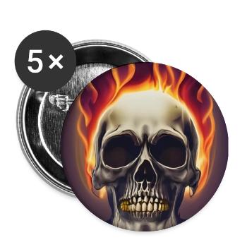 Skull fire - Buttons large 2.2''/56 mm (5-pack) - white - Front