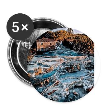 Cascate del Mulino, Italy - Buttons large 2.2''/56 mm (5-pack) - white - Front