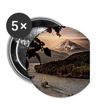 Ashi-See, Hakone, Japan - Buttons groß 56 mm (5er Pack) - Weiß - Vorne