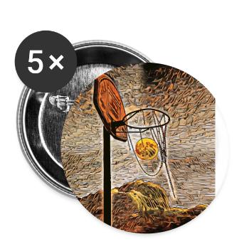 Basket-ball au clair de lune - Lot de 5 grands badges (56 mm) - blanc - Devant