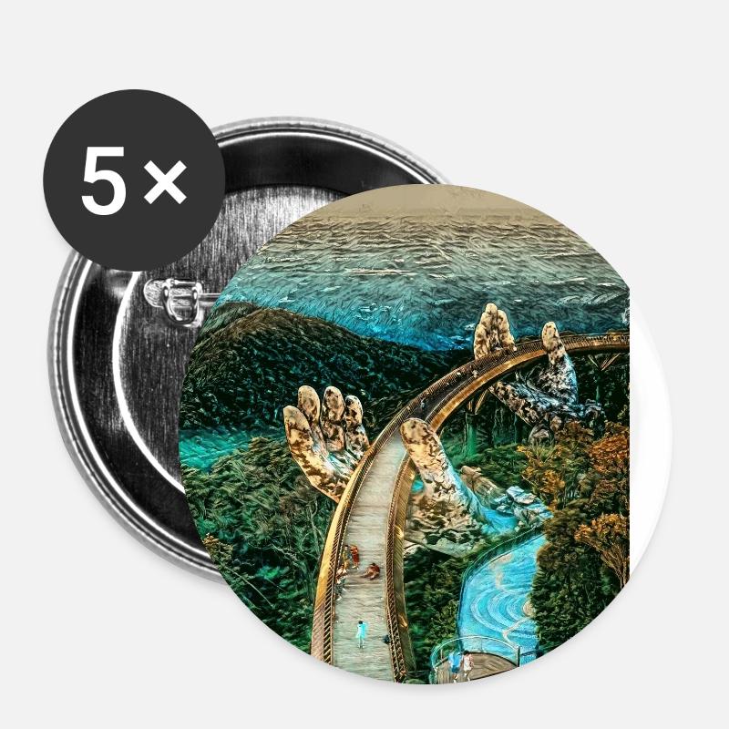 Golden Bridge, Da Nang, Vietnam - Buttons large 2.2''/56 mm (5-pack) - white