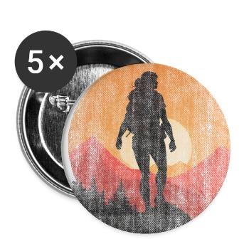 Hiking Silhouette Female Woman - Buttons large 2.2''/56 mm (5-pack) - white - Front
