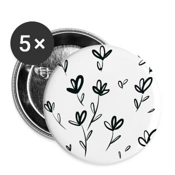 My Flower Field Scribble - Buttons groß 56 mm (5er Pack) - Weiß - Vorne