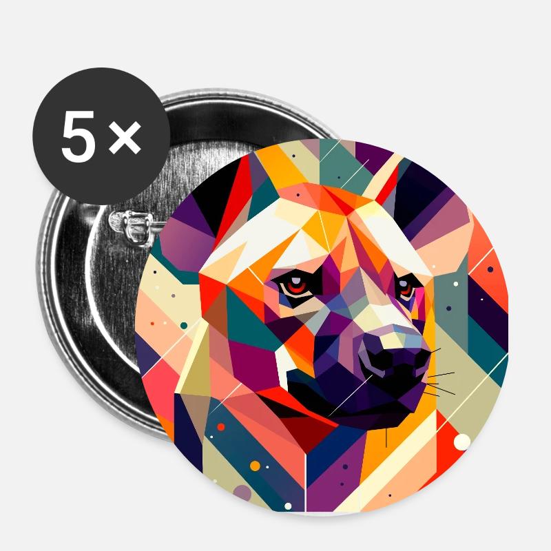 Hyäne - Buttons groß 56 mm (5er Pack) - Weiß