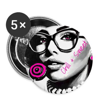 Chill & Süß - Buttons groß 56 mm (5er Pack) - Weiß - Vorne