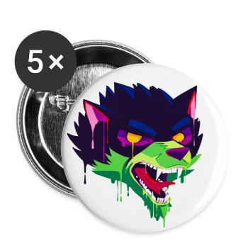 A Beautiful and Creepy Wolf Cartoon Design - Buttons large 2.2''/56 mm (5-pack) - white - Front