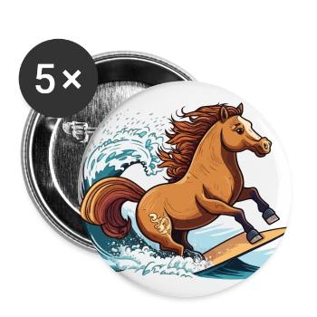 Cheval de surf - Lot de 5 grands badges (56 mm) - blanc - Devant