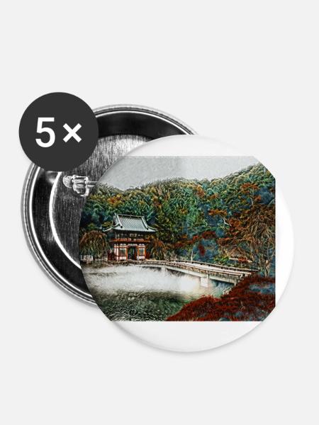 Tempel im Wald - Buttons groß 56 mm (5er Pack) - Weiß