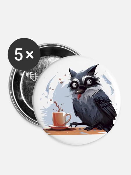 Der Koffein-Eindringling - Buttons groß 56 mm (5er Pack) - Weiß